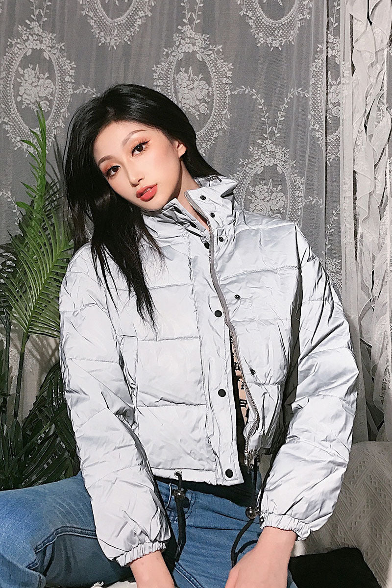 Domineering Bombing Street Warm High-neck Reflective Jacket