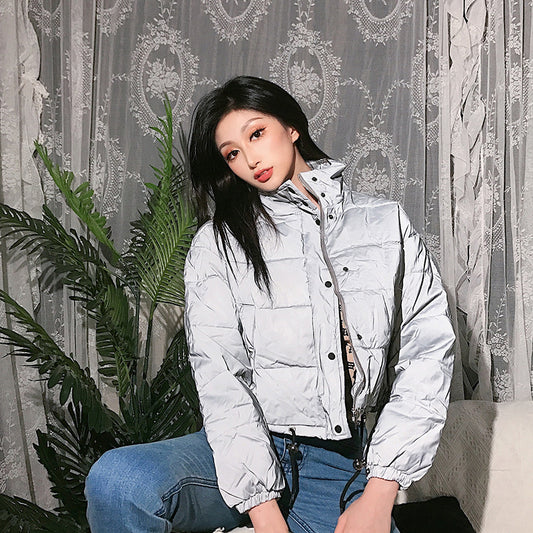Domineering Bombing Street Warm High-neck Reflective Jacket